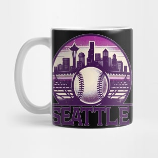 Retro Vintage Purple Seattle City Baseball Mug